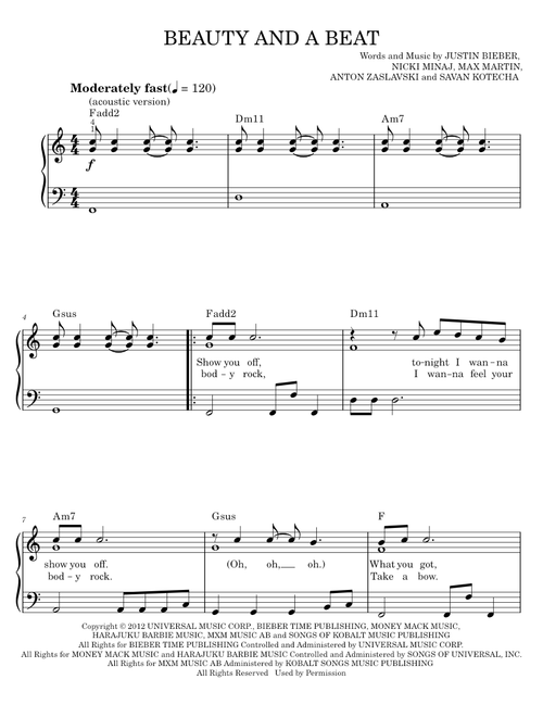 Beauty and a beat - Justin Bieber (Easy Piano)