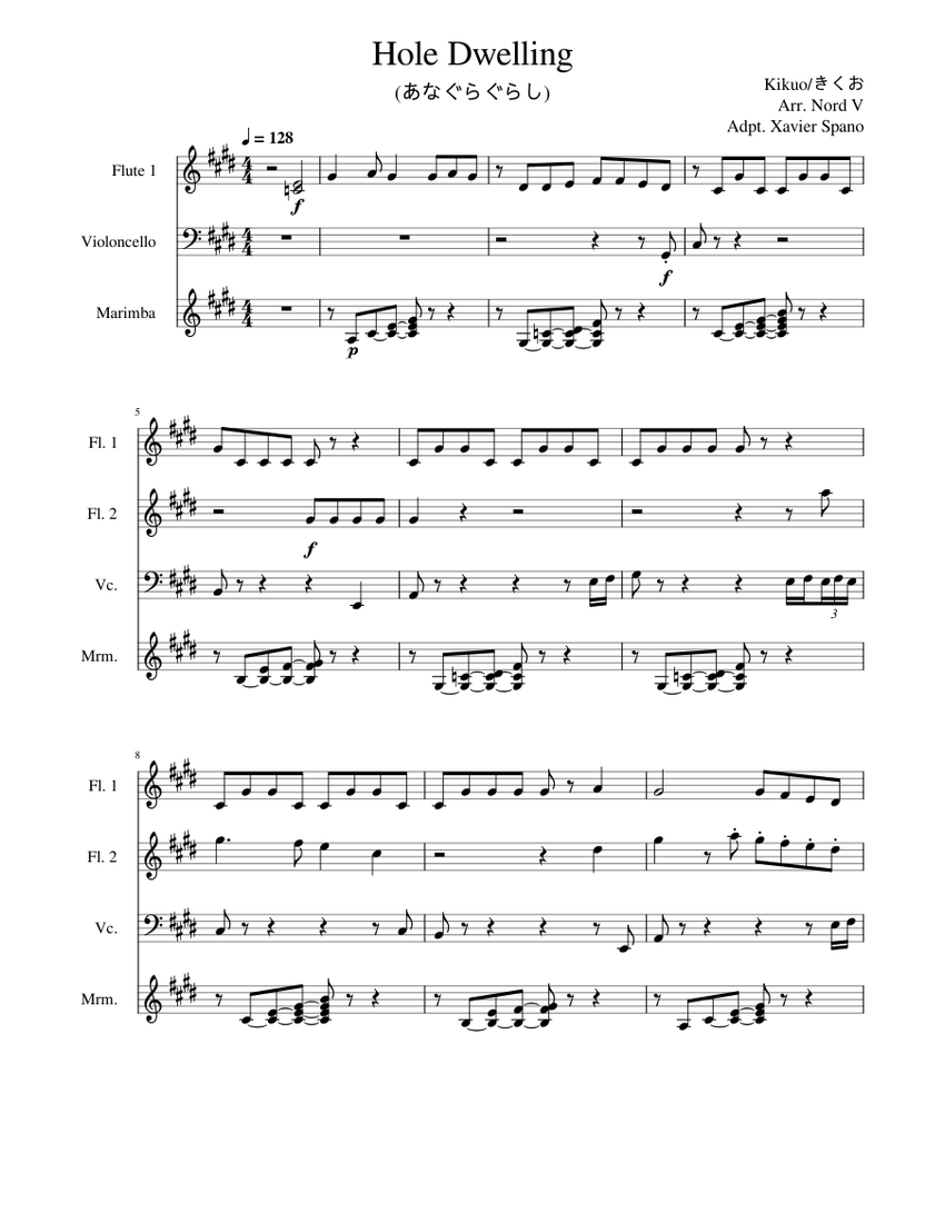 HoleDwelling Kikuo Sheet music for Piano, Harpsichord, Flute
