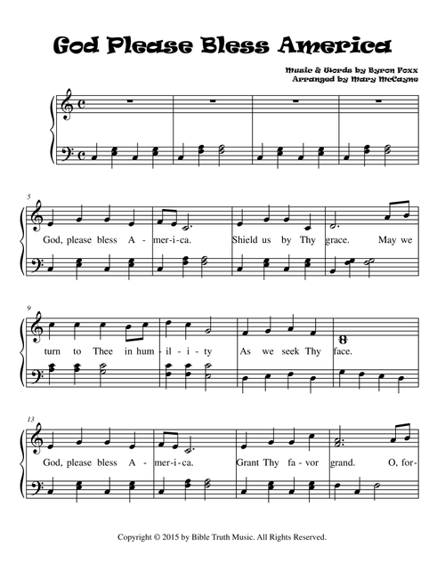 God Please Bless America (Arr. Mary McCayne) - Byron Foxx (Easy Piano)