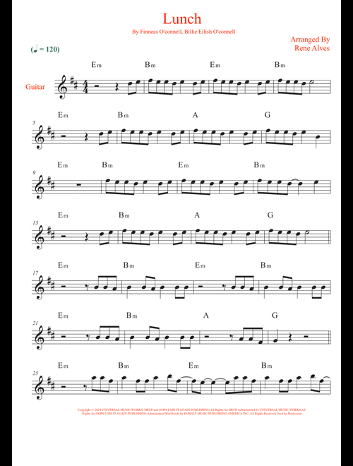Lunch (Arr. Rene Alves) - Billie Eilish (Guitar and Piano)