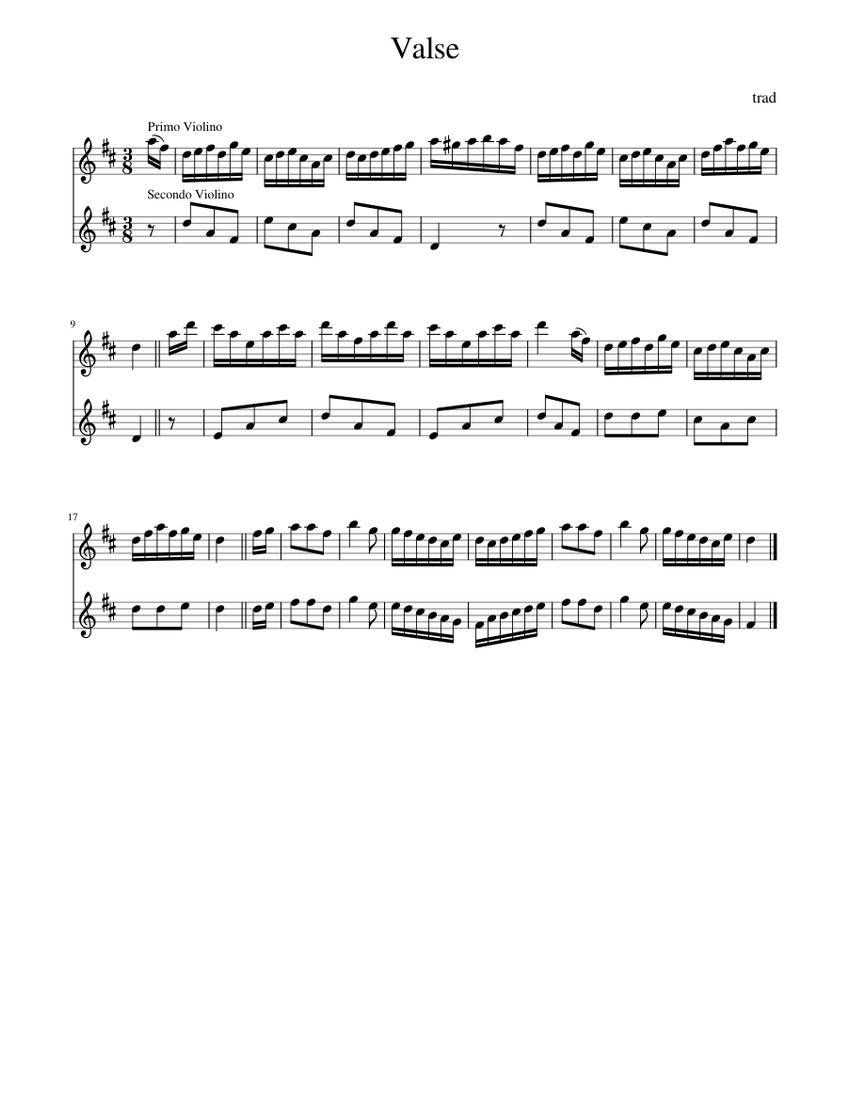 Traditional music - Valse Sheet music for Piano (Piano Duo) | Musescore.com