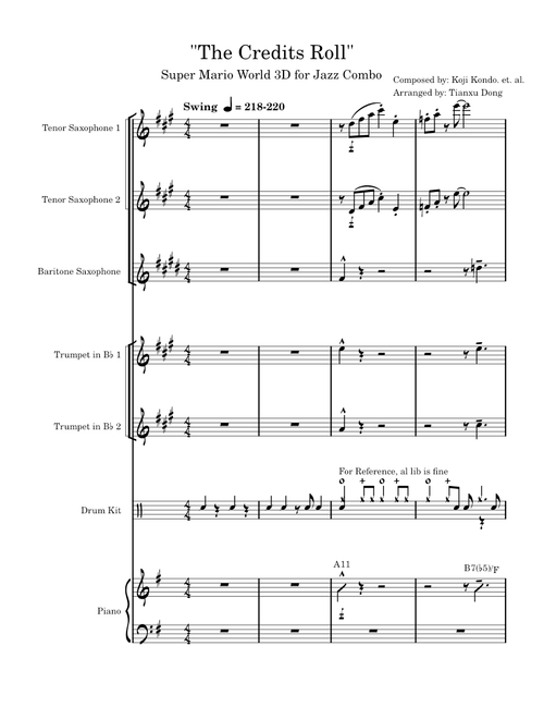 Super Mario 3D World - The Credits Roll - For Jazz Combo