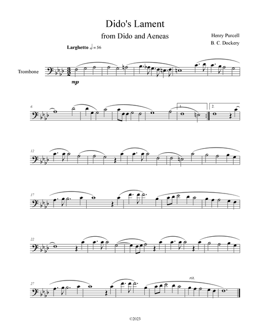 Dido's Lament (Trombone Solo) (Arr. B. C. Dockery) - Henry Purcell (Trombone Solo)
