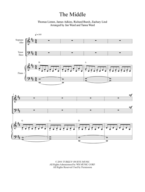 The Middle (Arr. Jan Ward and Tanna Ward) - Jimmy Eat World (Choral, SATB)