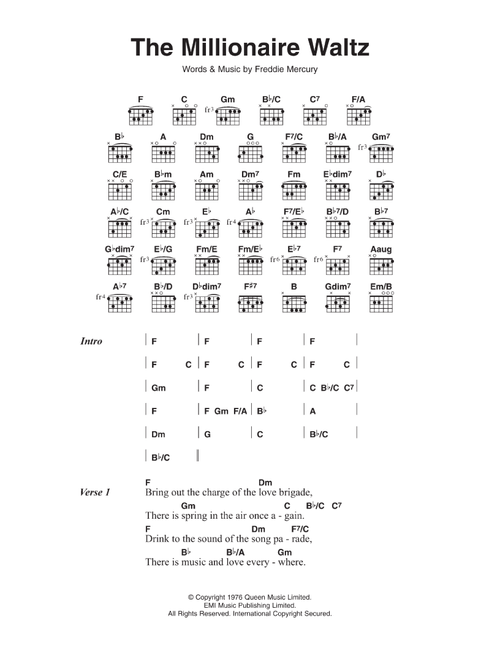 The Millionaire Waltz - Queen (Guitar Chords-Lyrics)