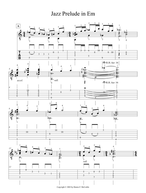 Jazz Prelude in E Minor - McCorkle, Dennis F. (Guitar Tab)