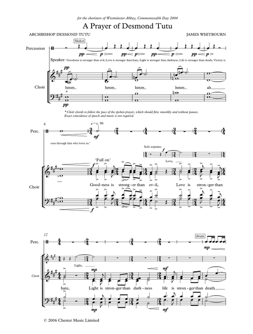 A Prayer Of Desmond Tutu - James Whitbourn (Choral, SATB)