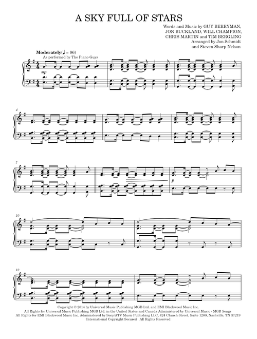 A Sky Full Of Stars - Coldplay, Coldplay, The Piano Guys (Piano Solo)