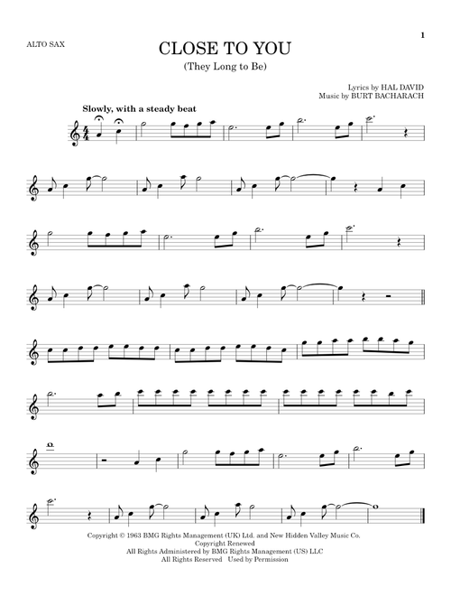 (They Long To Be) Close To You - Carpenters (Alto Sax Solo)