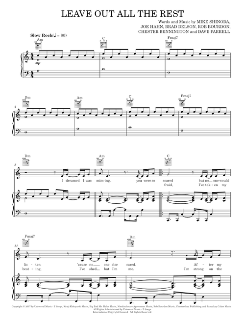 Leave Out All The Rest - Linkin Park, Twilight Movie (Piano-Vocal-Guitar)