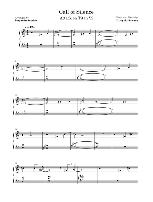 Call Of Silence (Arr. Benjamin Soudan) - Hiroyuki Sawano (Piano Solo)