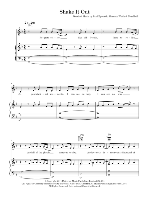 Shake It Out - Florence And The Machine (Piano-Vocal-Guitar (Piano Accompaniment))