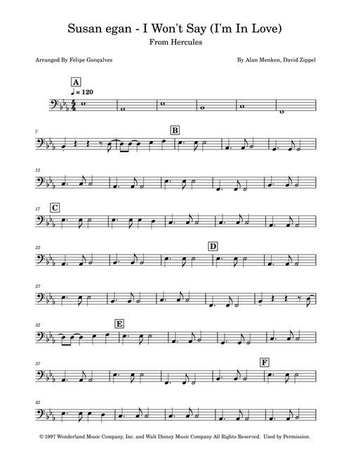 I Won't Say (I'm In Love) (Arr. Felipe Gonçalves) - David Zippel, Alan Menken (Instrumental Solo)