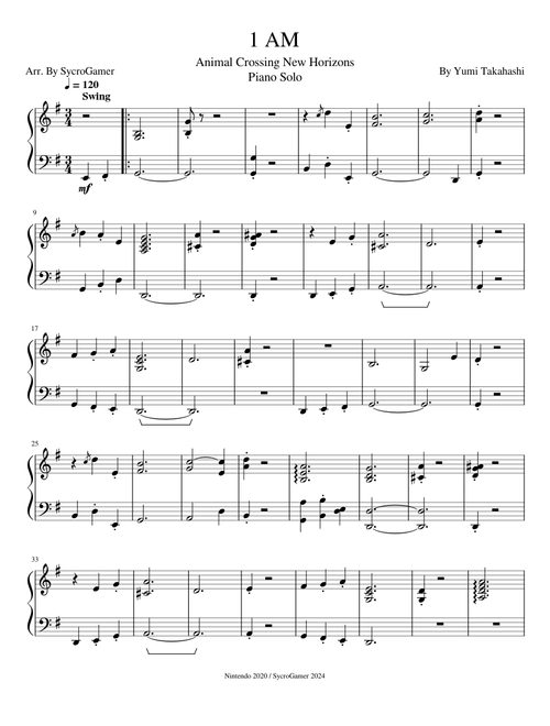 1 AM (Piano Solo) - Animal Crossing New Horizons