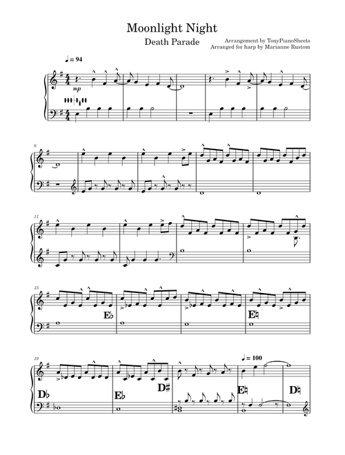 Moonlight Night – Yuki Hayashi Death Parade OST - Moonlit Night (harp arrangement)