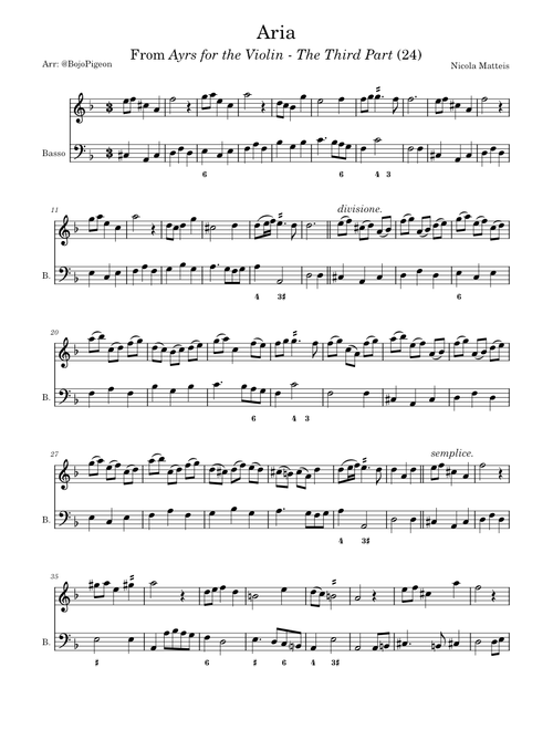 Ayrs for the Violin: The Third Part: Aria – Nicola Matteis