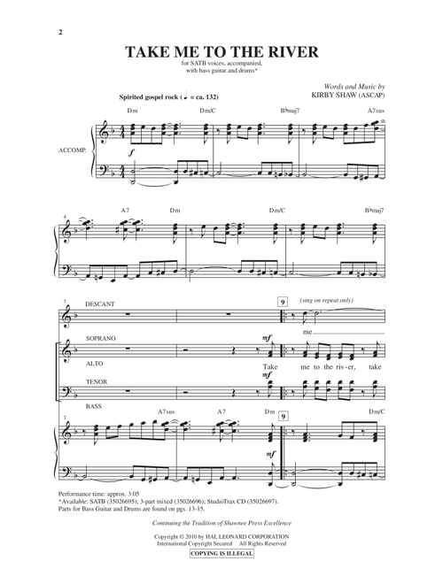 Take Me To The River - Kirby Shaw, Traditional Spiritual (Choral, SATB)