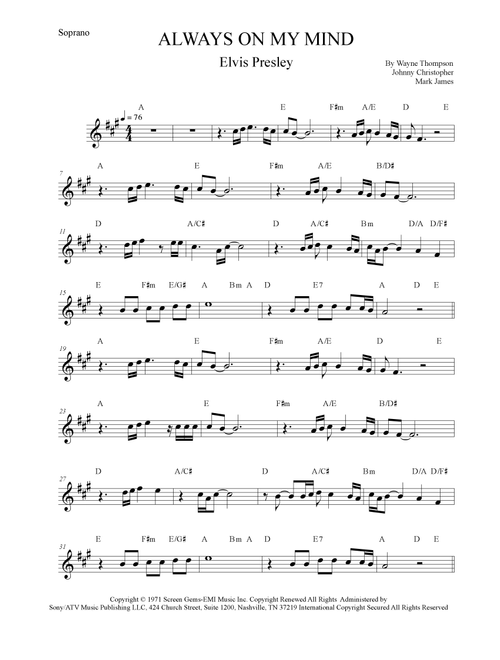 Always On My Mind (Arr. LF) - Elvis Presley (Alto Sax Solo)