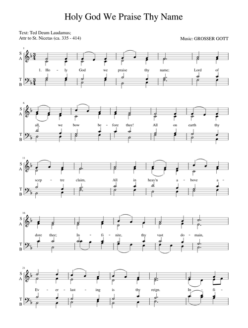 Holy God We Praise Thy Name (Soprano)