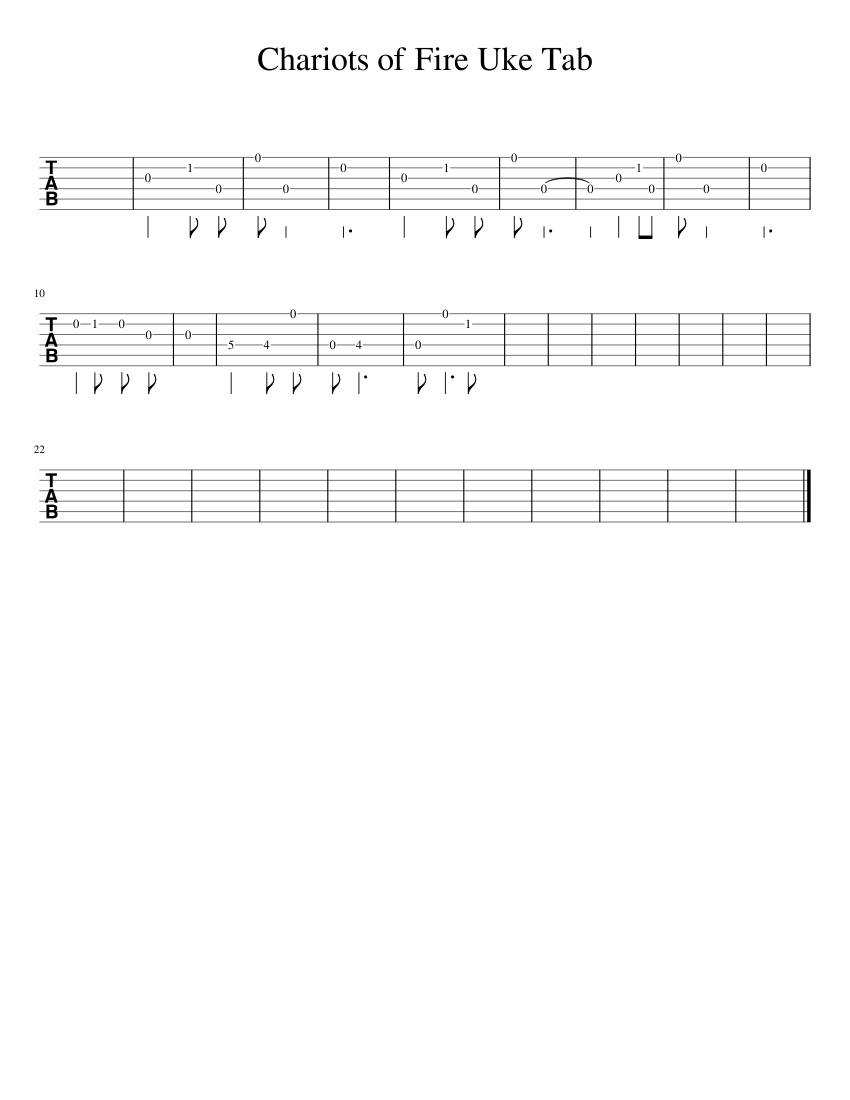 Chariots Uke Tab music for Guitar (Solo) |