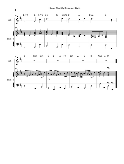 I Know That My Redeemer Lives (Violin & Piano) (Arr. Carol Troutman Wiggins) - Samuel Medley, John C. Hatton (Violin and Piano)