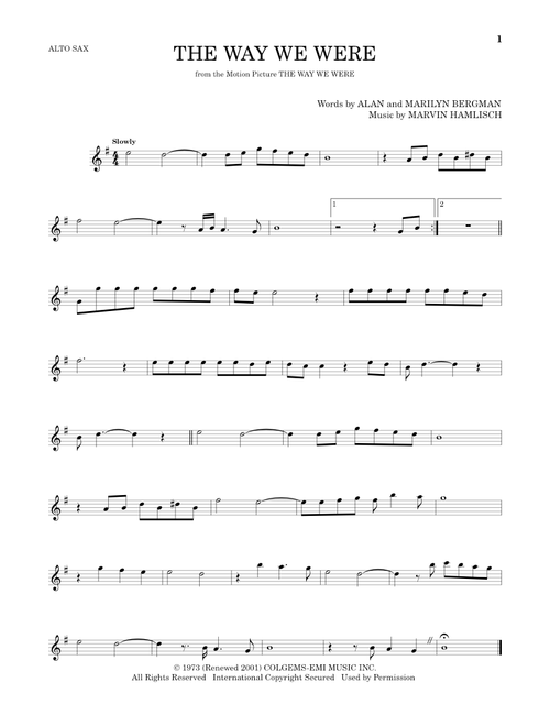 The Way We Were - Barbra Streisand (Alto Sax Solo)