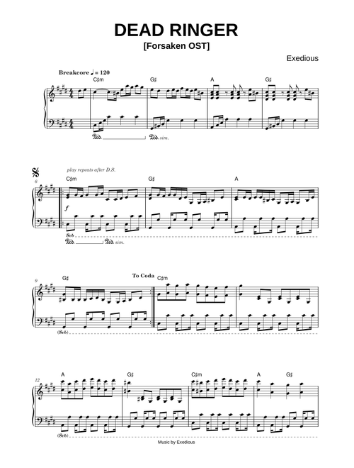 DEAD RINGER [Forsaken OST] - Exedious (Piano)