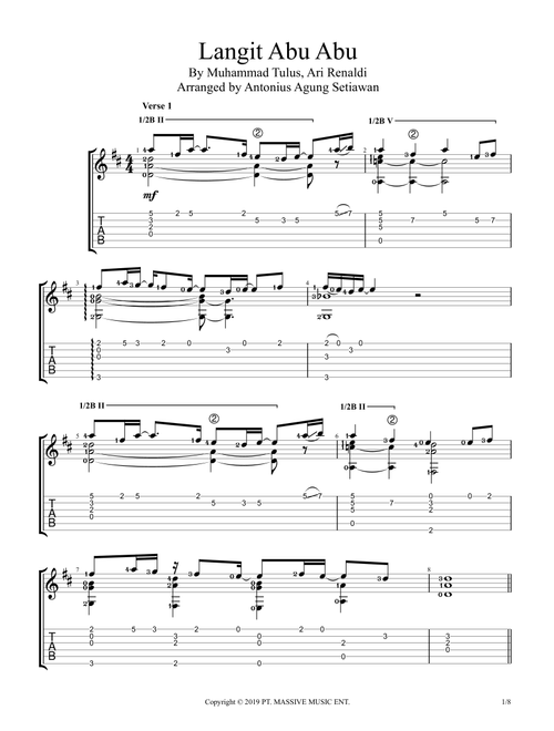 Langit Abu-abu (Arr. Antonius Agung Setiawan) - Tulus (Guitar Tab)