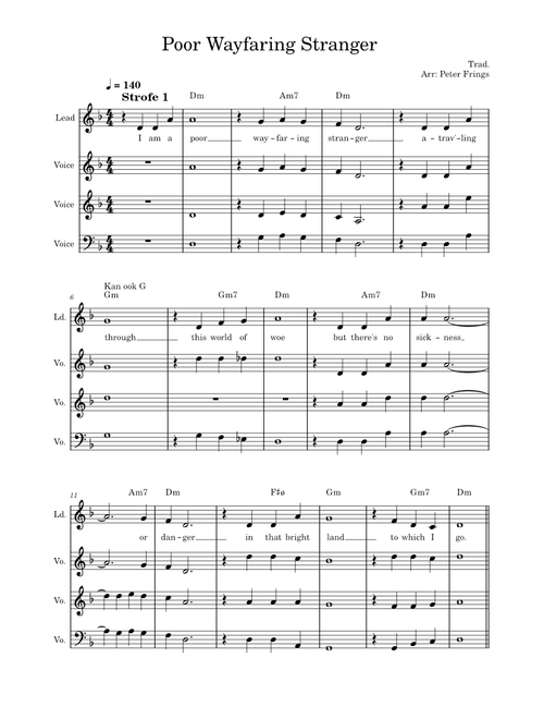 Wayfaring Stranger – Southern American Folk Hymn Wayfaring Stranger (Trad, 4 voices)