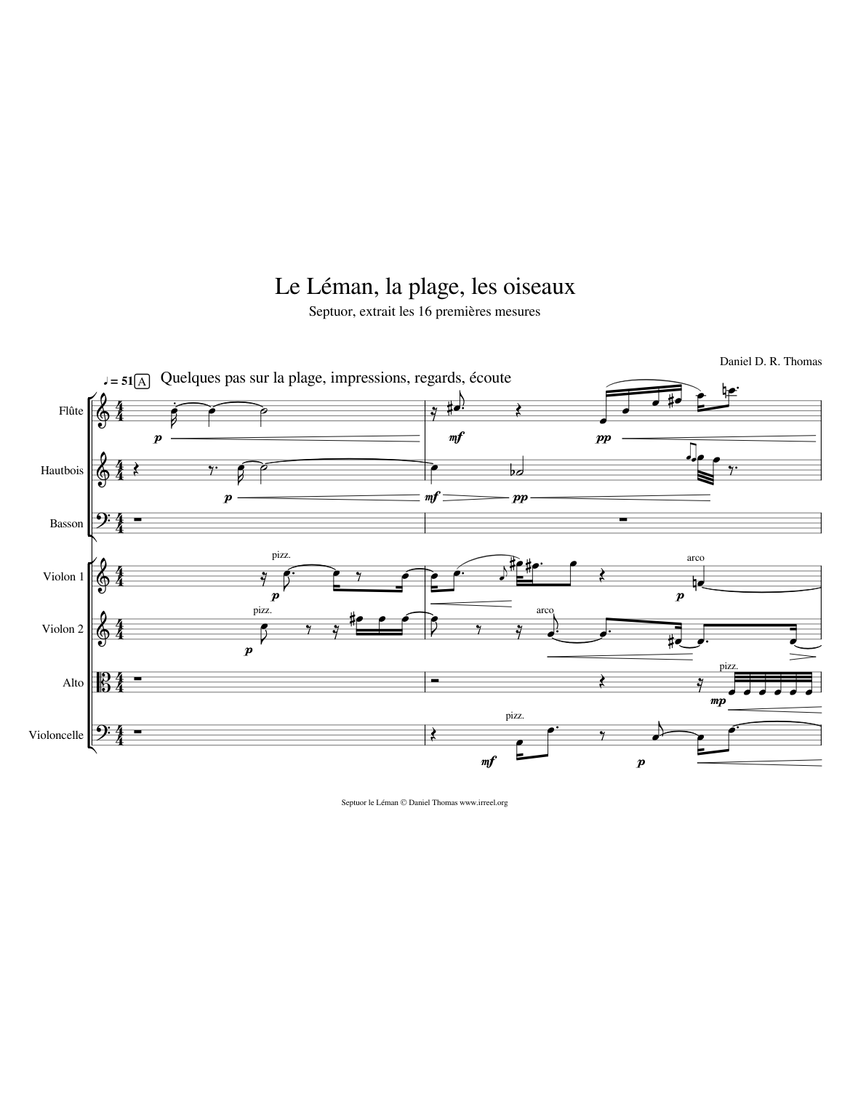 Septuor Le Léman Sheet music for Flute, Oboe, Bassoon, Violin & more