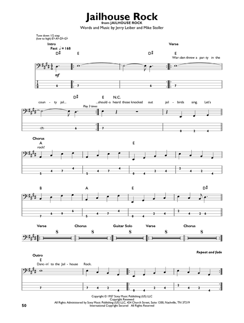 Jailhouse Rock - Elvis Presley (Easy Bass Tab)