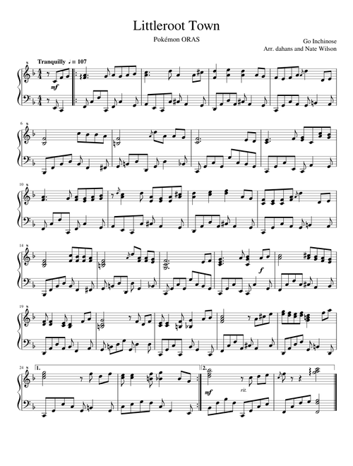 Littleroot Town - Pokémon ORAS (for piano)