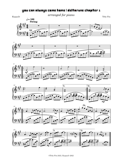You Can Always Come Home | Deltarune Chapter 1 (Piano Arrangement)