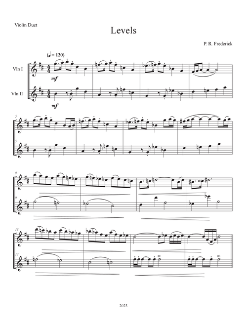 Levels (Violin Duet) (Arr. P. R. Frederick) (Violin Duet)