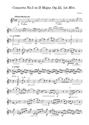 Concerto No.5 in D Major, Op.22, 3rd Mvt.(Rondo) – F. Seitz Sheet Music ...