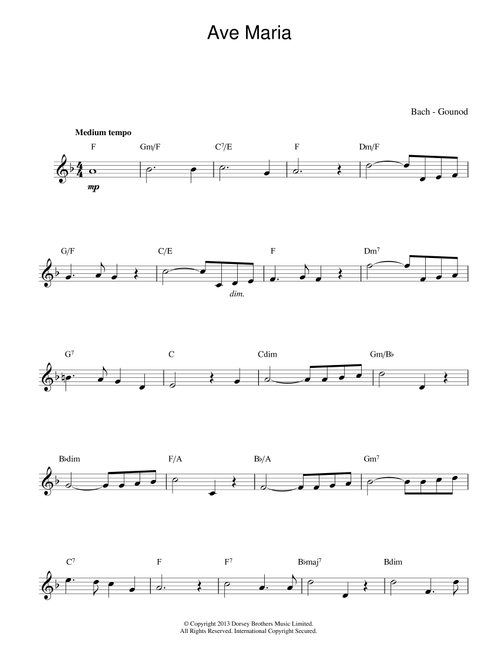 Ave Maria - Charles Gounod, Bach Gounod, Johann Sebastian Bach (Lead Sheet - Fake Book)