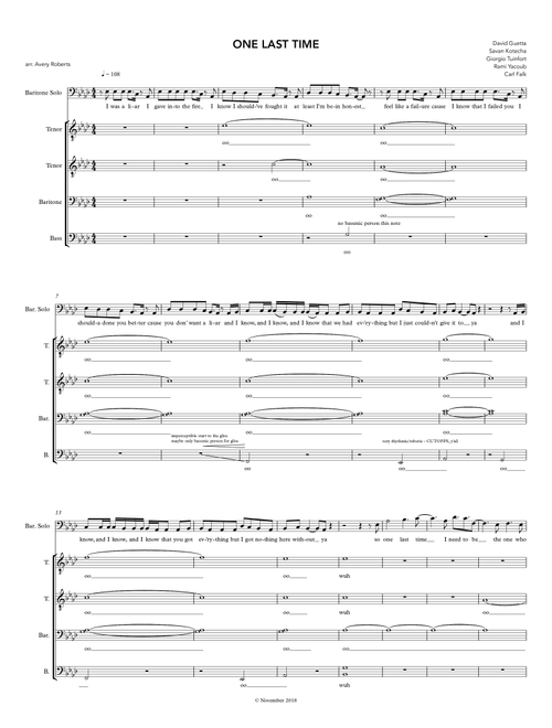 One Last Time (Arr. Avery Roberts) - Ariana Grande (Choral, TTBB)