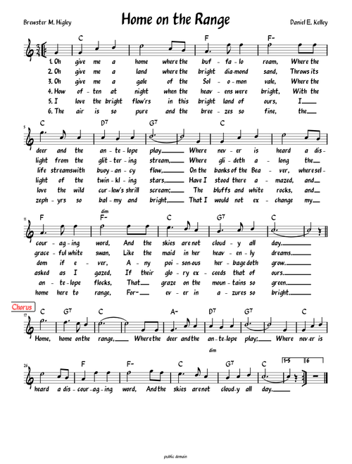 Home on the Range (Lead sheet with lyrics )