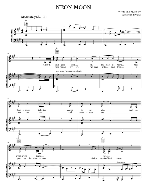 Neon moon - Brooks & Dunn (Piano-Vocal-Guitar)