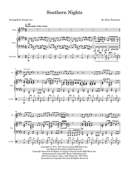 Southern Nights (Arr. George Lin) - Glen Campbell (Flute and Piano)