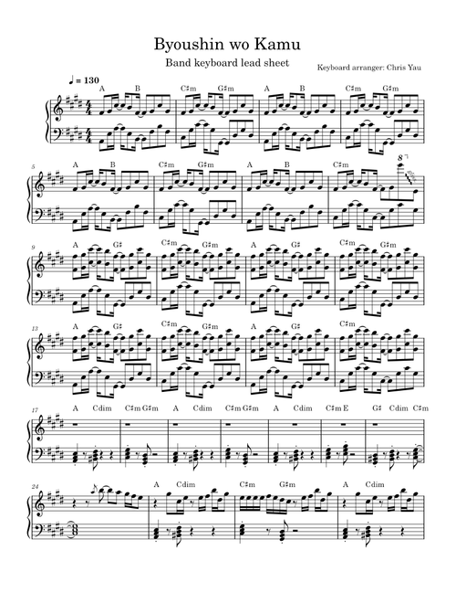 Byoushinwo Kamu/ZUTOMAYO - Keyboard part