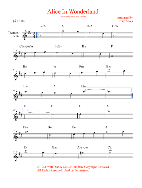 Alice In Wonderland (Arr. Rene Alves) - Bill Evans (Trumpet Solo)