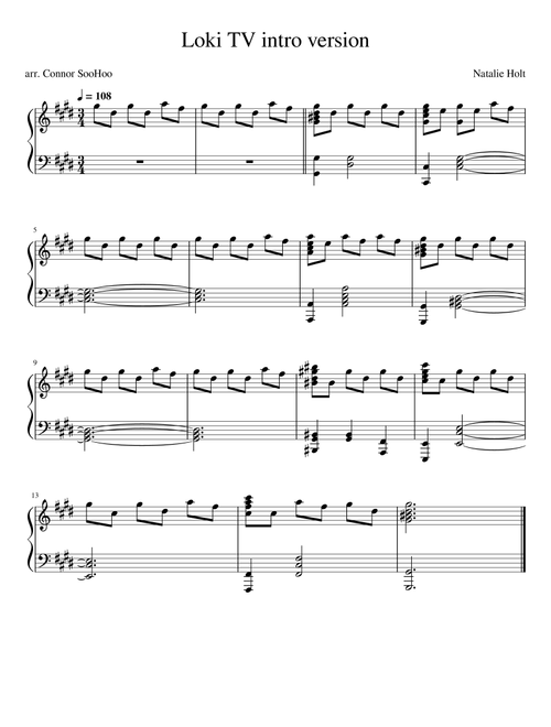 Tva (Arr. Connor SooHoo) - NATALIE HOLT (Piano Solo)