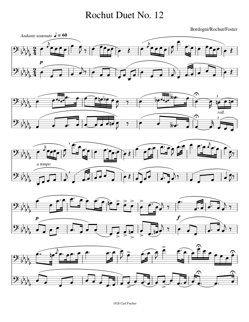 Duet No 12 from Melodious Etudes for Trombone Johannes Rochut Sheet