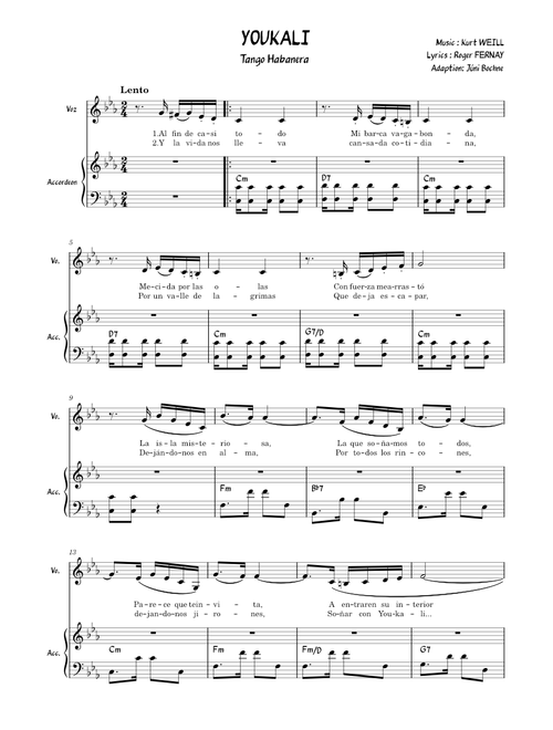 Youkali – Kurt Weill Youkali - Kurt Weill (Spanish Version) in Cm
