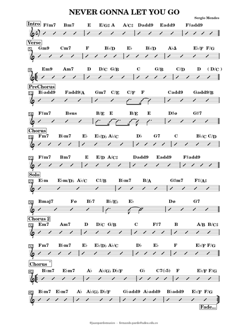 Never gonna let you go – Sergio Mendes (Chords)