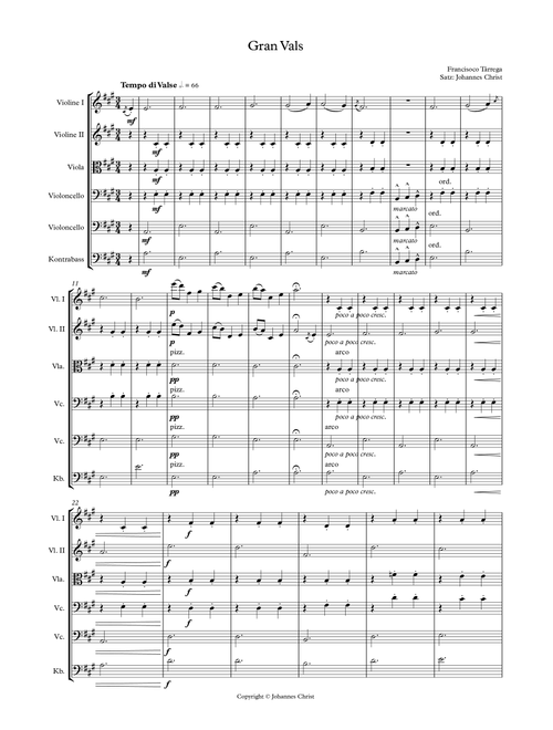 Gran Vals (Arr. Johannes Christ) - Francisco Tárrega (String Ensemble)