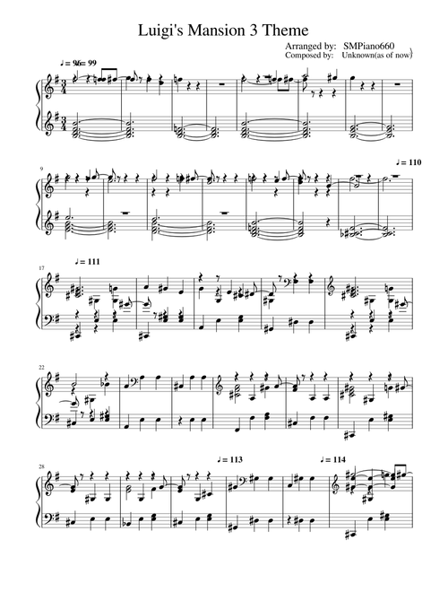 Luigi's Mansion 3 Piano