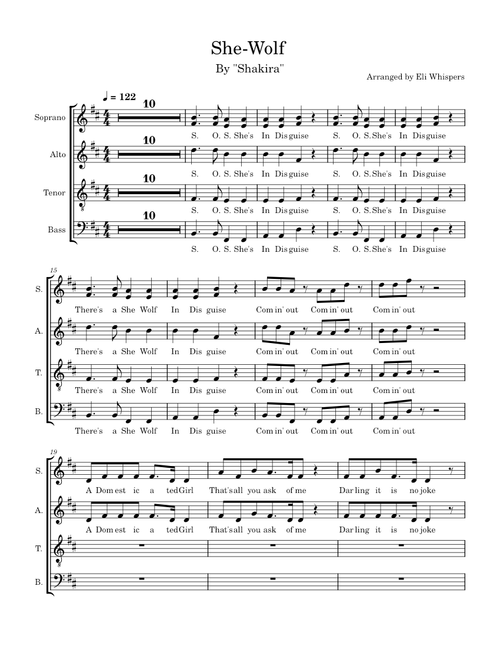 She Wolf – Shakira (SATB)