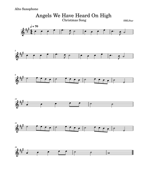 Angels We Have Heard On High Sax Duet (Arr. SMLStar) - Public Domain (Saxophone Duet)